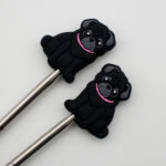 Knitting Margot stitch stoppers - pugs black