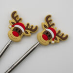 Knitting Margot stitch stoppers - reindeers