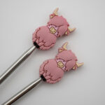 Knitting Margot stitch stoppers - yak mauve