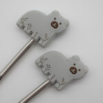 Knitting Margot stitch stoppers - polar bear - grey