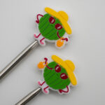 Knitting Margot stitch stoppers - summer melon