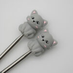 Knitting Margot stitch stoppers - cats grey